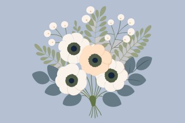 Minimalist Çiçek Buketi Vektör Gösterimi Şık Dekorasyon Tasarımı