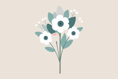 Minimalist Çiçek Buketi Vektör Gösterimi Şık Dekorasyon Tasarımı