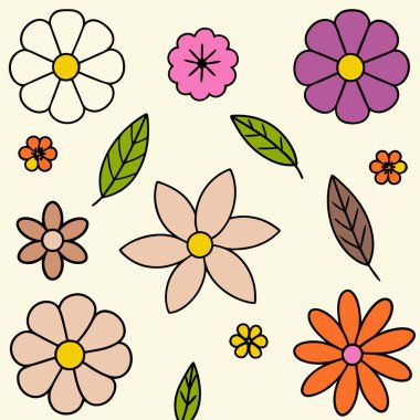 Seamless Floral Pattern with Colorful Blossoms and Greenery Illustration Vector Design clipart