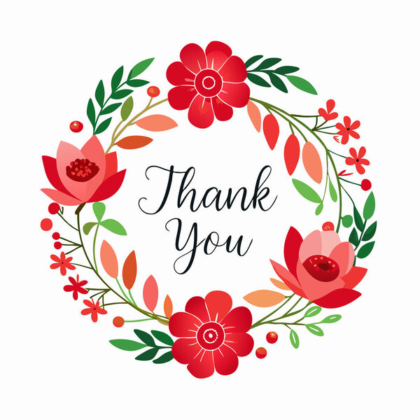 Элегантная цветочная векторная иллюстрация Thank You Card