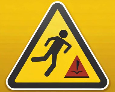 Printable Caution Sign Figure Falling Tripping and Slipping Graphics Design File for Safety Warnings clipart