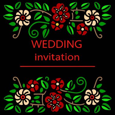 Elegant Floral Wedding Invitation Template Vector Design clipart