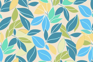 Seamless Botanical Pattern with Colorful Leaves Nature Inspired Vector Design clipart