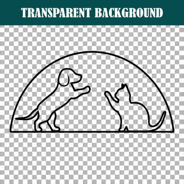 Çekici bir çizim bir köpekle kedi arasındaki iç açıcı etkileşimi yakalar.