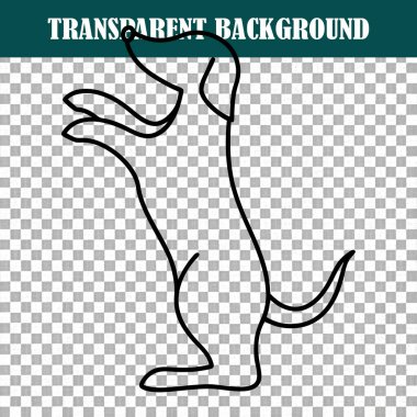 Bir köpeğin basit ama büyüleyici bir çizimi arka ayaklarının üzerinde duruyor, oyunculuğunu sergiliyor.