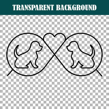 Köpekler ve sonsuz aşk arasındaki bağın tasvir edici bir temsili. Sevgi iletmek için çizgiler ve şekiller kullanılıyor.