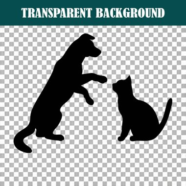 Arkadaşlığın özünü oyuncu bir köpek ve meraklı bir kedinin çarpıcı siyah silüetiyle yakalamak.
