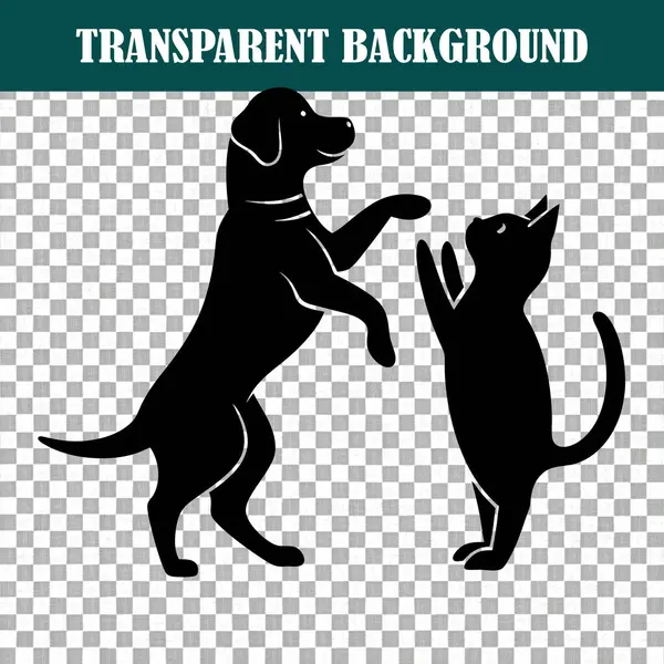 Grafik bir illüstrasyon bir kedi ve köpeğin birbirleriyle şakalaştığını gösteriyor. Bu tasvir biçimlerin karşıtlığını vurgular