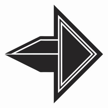 Temiz beyaz arka planda izole edilmiş parlak, modern siyah beyaz ok işareti doğru yönü gösteriyor. Bu minimalist tasarım cesur, geometrik bir ok işaretçisine sahiptir, yön bulma ve ileri hareket için mükemmeldir. Bu simge bir...