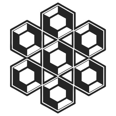 Bu çarpıcı soyut geometrik desen altıgenleri parlak siyah ve beyaz bir dizaynla birbirine kenetliyor. Altıgen şekillerin monokrom estetik ve hassas düzenleri üç boyutlu ince perspektifli büyüleyici bir optik illüzyon yaratır. Mükemmel.