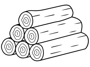 Basit bir siyah beyaz illüstrasyon düzgünce istiflenmiş odun yığınını tasvir ediyor. Bu vektör çizimi ahşap kütüklerin ayrıntılı kayıtlarını içerir, bir renklendirme sayfası ya da dizayn ögesi olarak mükemmeldir. Doğa, orman, kamp ateşi, yakıt veya enerji ile ilgili projeler için idealdir.