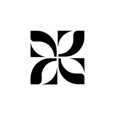 Bu çarpıcı siyah-beyaz grafik, basit geometrik şekiller içeren modern bir soyut çiçek tasarımına sahiptir. Minimalist kompozisyon, temiz ve zarif bir görsel kimlik sağlayarak markalaşma projeleri için idealdir. Logolar ve simgeler için mükemmel,