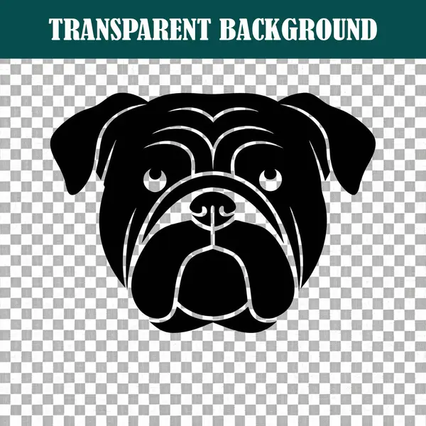 Şeffaf Arkaplanda Pug Dog 's Head' in Silueti