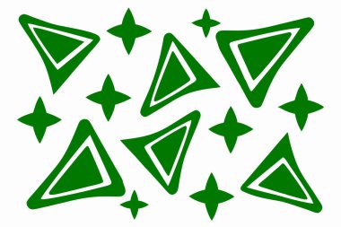 Yeşil şekilleri ve geometrik elementleri tekrarlayan modern ve modaya uygun bir soyut tasarım temiz beyaz arka plana karşı kusursuz bir model yaratır. Bu canlı ve eğlenceli vektör çizimi, basit, minimalist tarzıyla, bir versati sunar