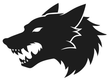 Dinamik bir siyah siluet vahşi bir kurt kafası ve saldırgan dişler sergiliyor. Bu çarpıcı tasarım yırtıcı bir köpeğin vahşi özünü yakalar. Logolar, amblemler ya da grafik öğeler için idealdir. Kalın kontrast gücü ve gücü vurgular. Pe