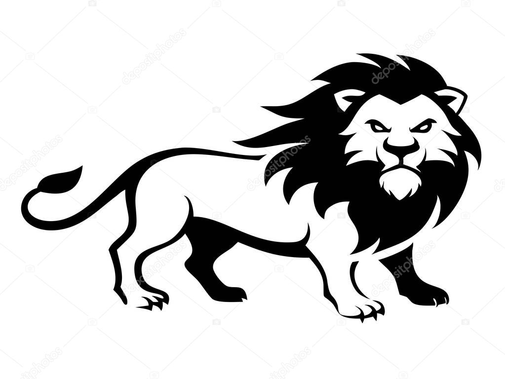 Fierce Lion Silhouette Design for T Shirts, Logos, and Various Printable Applications Vector Illustration