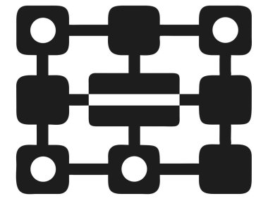 Bu sofistike dijital illüstrasyon, birbirine bağlı kare ve dairelerin kusursuz ve tekrarlayan düzeniyle soyut geometrik desen tasarımını sergiliyor. Siyah ve beyaz monokrom kompozisyonu modern ve minimal bir estetik yaratıyor.