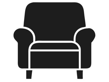Bu izole edilmiş siyah-beyaz koltuk vektör çizimi modern iç tasarım projeleri için mükemmeldir. Rahat koltuğun zarif ve minimalist silueti ev dekorasyonu için idealdir. Simgeler, web sitesi ögeleri oluşturmak için bu grafiği kullanın, o