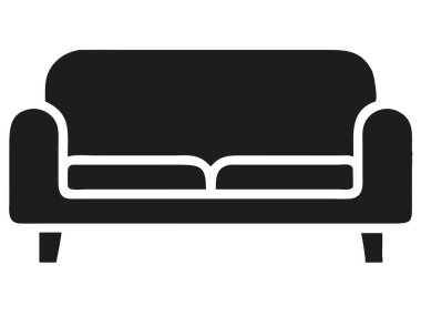 Basit ve zarif bir vektör illüstrasyonunda modern iç tasarım projeleri için mükemmel siyah bir kanepe sergilenir. Bu vektör simgesi iki koltuklu minimalist bir kanepeyi tasvir eder, ev dekorasyonu, oturma odası konsepti ve apartman düzeni için ideal.