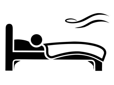 Bir minimalist siyah beyaz çizim bir yatakta huzur içinde uyuyan bir insanı tasvir eder. Görüntü, basit çizgiler ve rahat bir atmosferde rahatlık ve rahatlığı çağrıştırıyor. Refah ve sakinliği iletmek için ideal olan bu vektör çizimi kusursuzdur.