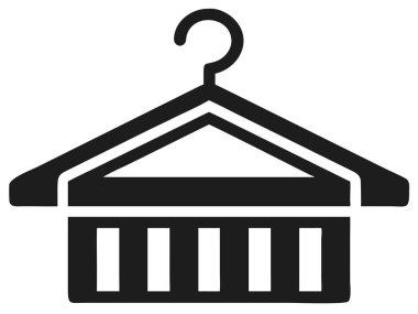 Bir minimalist siyah-beyaz resimde çamaşır, moda ve kıyafet kavramlarını temsil etmek için ideal bir elbise askısı bulunur. Bu vektör grafiği giyim, gardırop organizasyonu veya perakende ile ilgili tasarım projelerinde kullanmak için mükemmeldir. Şey...