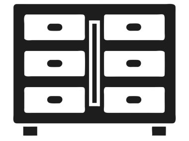 Basit bir siyah-beyaz vektör illüstrasyonunda çekmece simgesinden oluşan minimalist bir göğüs sergilenir. Bu temiz, taslak siluet ev dekorasyonu ve iç tasarım projeleri için mükemmel. Mobilya, depolama veya dolap feasını temsil etmek için bu grafik ögesini kullanın
