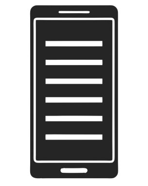 Modern bir vektör illüstrasyonunda ekranında belge bilgilerini gösteren siyah bir akıllı telefon gösterilir. Bu dijital sanat eseri, mobil bir cihazda çevrimiçi içerik, makale veya e-kitap okuma kavramını betimlemektedir. Web tasarımı ve uygulama için ideal