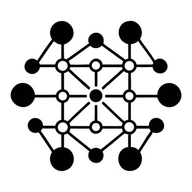Soyut geometrik tasarım modern bir ağı görselleştirir. Siyah çizgiler ve bağlı noktalar beyaz arka plana karşı karmaşık bir yapı oluşturur. Bu vektör illüstrasyonu veri, iletişim, teknoloji ve dijital bağlantı kavramları için mükemmeldir.