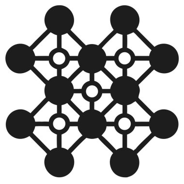 Soyut bir vektör illüstrasyonu, geometrik şekillerden oluşan bir moleküler yapı ve ağ ızgarası tasvir eder. Bu tasarım veri bağlantılarını, teknolojiyi ve modern iletişimi temsil eder. Bilim, dijital ve teknolojiyle ilgili projeler için idealdir.