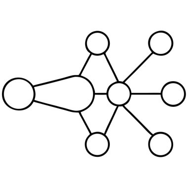 Bir minimalist ve modern ağ diyagramı dijital bağlantılar, ilişkiler ve veri akışını göstermektedir. Bu vektör grafiği sunumlar, bilgi grafikleri ve iş bağlantılarının görselleştirilmesi, takım çalışması veya teknolojik kavramlar için idealdir..
