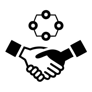 Başarılı bir anlaşma ve anlaşmayı tasvir eden güçlü bir çizim. Bu vektör grafiği ortaklığı, ağ oluşturmayı ve takım çalışmasını sembolize eder. İş ve kurumsal iletişim için bu simgeyi kullanın, bağlantıyı vurgulayın, işbirliği