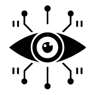 Fütürist bir siyah-beyaz göz sembolü yapay zeka (yapay zeka) ve veri analizini temsil eder. Bu dijital illüstrasyon teknoloji, vizyon ve akıllı hesaplamayı temsil ediyor. Yapay zeka ile ilgili tasarımlar, siber güvenlik ve yenilikçi Visuali konsepti için ideal