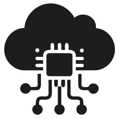 Bulut hesaplama teknolojisinin kavramsal illüstrasyonu, sergilenen işlemci devresi, veri depolama ve ağ bağlantıları. Dijital verileri, çevrimiçi sistemleri, internet hizmetlerini ve modern iş uygulamalarını resmetmek için ideal. Bu vektör grafiği