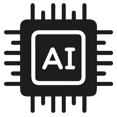 Gösterişli, siyah ve beyaz vektör illüstrasyonunda modern bir işlemci çipi silueti tasvir edilir ve yapay zeka devrimini sembolize eder. Bu grafik tasarımı Dijital ile ilgili projeler için ideal olan yapay zeka, makine öğrenme ve bilgisayar teknolojisini temsil etmektedir.