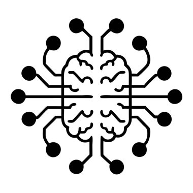 Kavramsal bir illüstrasyon, yapay zekayı (yapay zeka) ve veri işlemeyi sembolize eden dijital bir beyne sahiptir. Devre elementleriyle inşa edilen bu dijital beyin makine öğrenimini ve nöral ağları temsil ediyor. Teknolojiyle ilgili projeler için ideal