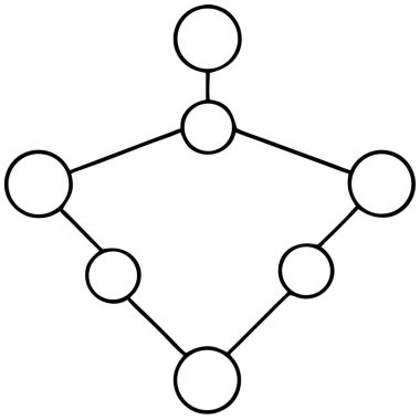 Zarif ve soyut bir illüstrasyon, siyah bir zemin üzerinde beyaz çizgiler ve daireler kullanarak birbirine bağlı düğümlerden oluşan bir ağı görselleştirir. Bu grafik tasarım modern bir iletişim, veri ve iş stratejisi kavramını sergiliyor. Başkanlık için mükemmel.