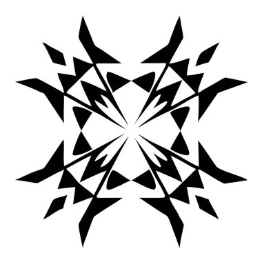 Bu çarpıcı soyut siyah ve beyaz geometrik radyal tasarım modern ve zarif bir estetik sunuyor. Simetrik desen, keskin ve keskin bir illüstrasyon, logo, arka plan ve dekoratif sanat için mükemmeldir. Bu çok yönlü vektör tasarımı