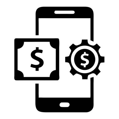 Bu dijital iş ve işlemleri gösteren modern illüstrasyonla finansın geleceğini araştırın. Görüntüde finans ikonları, vitesler ve finansal teknolojiyi ve mobil bankacılığı temsil eden bir dolar işareti olan bir akıllı telefon yer alıyor. Bizim için ideal.