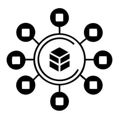 Bu modern, minimalist, soyut illüstrasyon veri işleme ve ağ bağlantılarını görselleştirir. Vektör grafik, birbirine bağlı düğümlerle merkezi bir merkezi merkezi temsil etmek için dairesel bir tasarım kullanır. Dijital kavramları, teknolojiyi göstermek için idealdir.