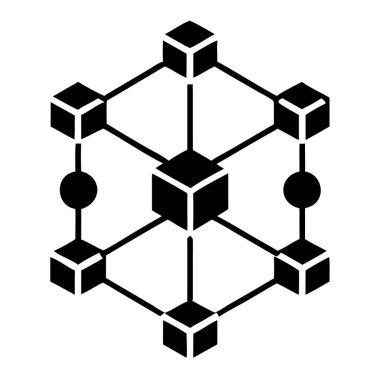 Gelişmiş bir soyut dijital ağ, birbirine bağlı küp ve çizgilerle el değmemiş beyaz bir arkaplanda görüntülenir. Bu grafik tasarım öğesi modern iletişimi, veri yapılarını ve teknolojik kavramları temsil eder. Tam benlik.