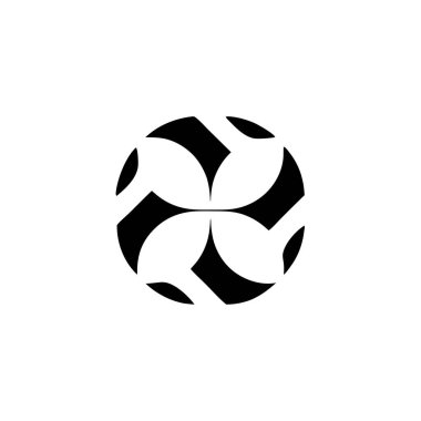 Bu minimalist geometrik tasarım, yuvarlak şekillerin simetrik bir düzende zarif siyah ve beyaz bir bileşimini içerir. Bu soyut vektör illüstrasyonu, markalaşma, logolar ve grafik tasarım projesi için ideal modern ve stil bir görsel sunar.