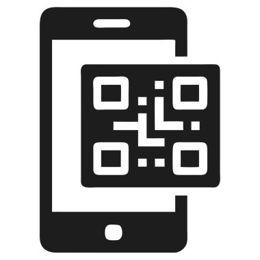 Modern bir akıllı telefon dijital teknolojiyi ve taramayı sembolize eden bir QR kod simgesi sergiliyor. Bu resim bir barkod okuyucu kullanarak bilgiye hızlı erişim için bir cep telefonunun işlevselliğini vurgular. Dijital gibi kavramları resmetmek için ideal 