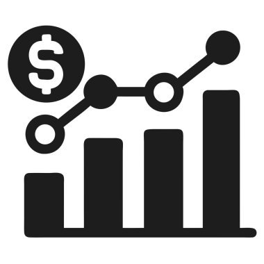Bu temiz, vektör çizimi ile finansal büyümeyi gözünde canlandır. Çizelgede yükselen iş gelirlerini gösteren bir grafik var. Mali verilerin gösterimi, yatırım başarısı ve finansal raporlar içinde piyasa büyümesi için ideal
