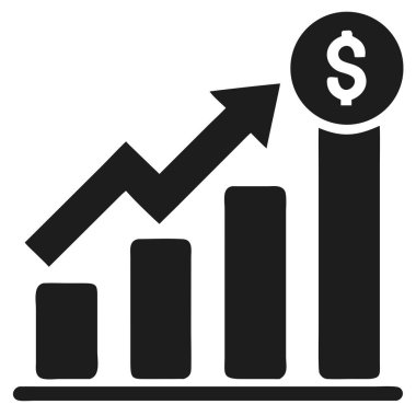 Siyah-beyaz bir finansal tabloda öne çıkan bir dolar sembolü ile yükselen bir ok görülüyor. Bu vektör illüstrasyonu iş büyümesini, karı ve piyasadaki kazanımları temsil ediyor. Finans, yatırım, gelir ve başarıların resmedilmesi için ideal