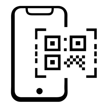 Modern bir akıllı telefon ikonu tarama teknolojisini temsil eden bir QR kodu sergiliyor. Bu vektör çizimi çevrimiçi ödeme, e-ticaret ve dijital pazarlama için idealdir. Bu basit tasarımı barkod feası ile kolayca iletişim kurabilirsiniz.