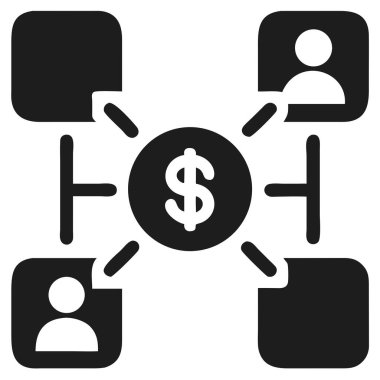 Zorlayıcı bir illüstrasyon, birbirine bağlı kişiler ve belgelerin sergilendiği bir yatırım ağını resmediyor. Bu iş konsepti, takım çalışması ve işbirliği yoluyla başarı, büyüme ve karı sembolize eder. Bilgi grafikleri ve finansal r için ideal