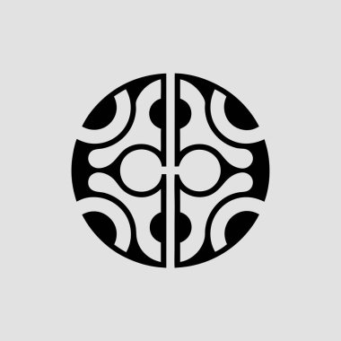 Çarpıcı bir siyah beyaz geometrik tasarım modern ve zarif bir estetik sunar. Bu soyut vektör sanatı markalaşma, logo tasarımı veya dekoratif uygulamalar için uygun ayrıntılı bir desen içerir. Bu çok yönlü illüstrasyonu stil olarak kullan