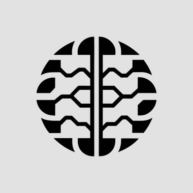Bu soyut siyah ve beyaz grafik, teknoloji ve yapay zekanın (yapay zekanın) kesişimini sembolize eden bir beyin kavramını tasvir eder. Sinir ağı ve devre elementlerinin yer aldığı dijital tasarım, akıl ve zekayı temsil ediyor. İdeal f