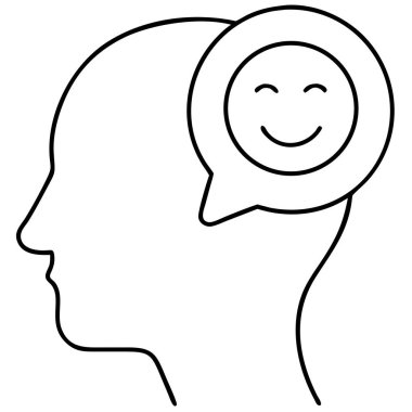 Neşeli bir illüstrasyon, gülümseyen bir yüze sahip bir düşünce baloncuğu sunar, olumlu düşüncenin mükemmel bir şekilde somutlaştırılmış hali. Bu vektör görüntüsü mutluluk, akıl sağlığı ve refah kavramlarını iletmek için idealdir. Pozitif attiyi desteklemek için bu grafiği kullanın
