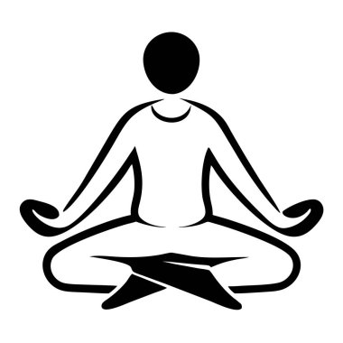 Siyah ve beyaz bir illüstrasyon, bir insanı nilüfer pozisyonunda tasvir eder, huzur ve gevşemeyi somutlaştırır. Bu vektör illüstrasyonu zen, farkındalık ve ruhsallığı iletmek için mükemmeldir. Logolar, simgeler veya tasarımlar için ideal sağlıklı ve zihinsel